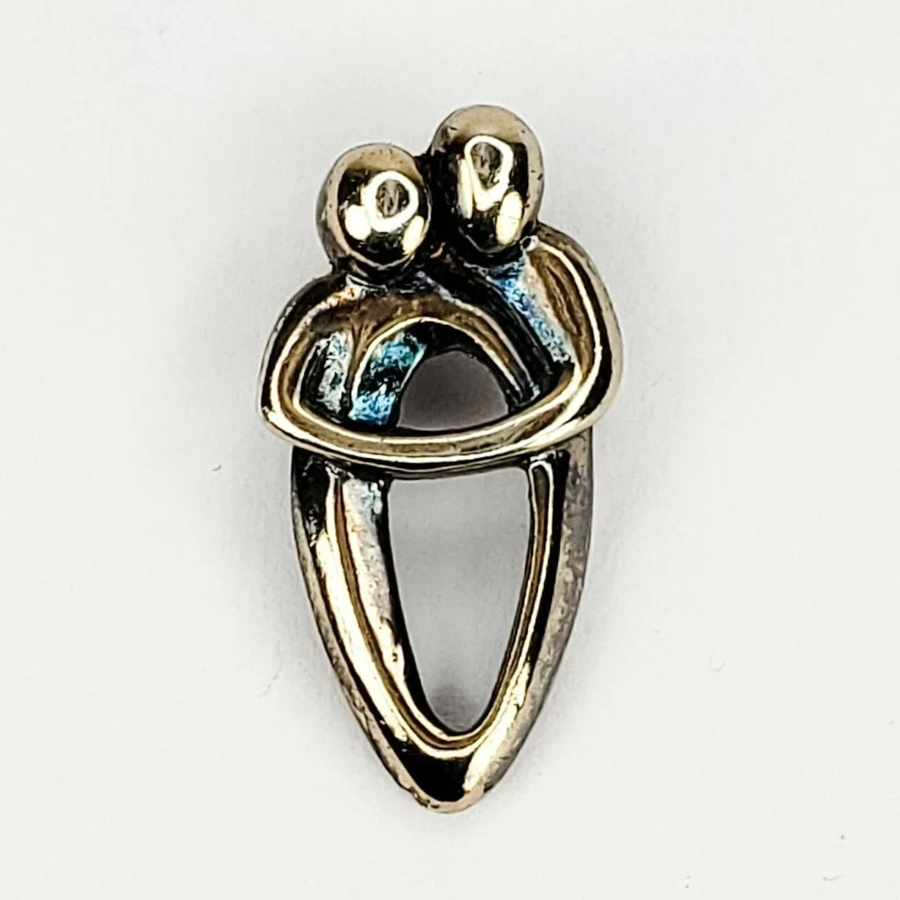 Sterling Silver 925 with Gold Vermeil Vintage Family Embrace Pendant